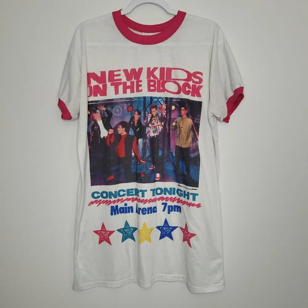 Vintage 1990s New Kids on the Block big front graphic kids sleep shirt